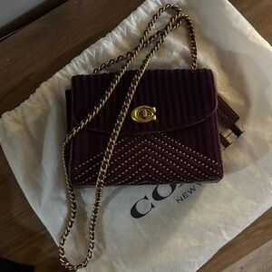 Coach Parker 18 Velvet purple & Gold Studded Chain Shoulder/crossbody w dustbag